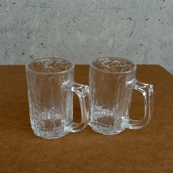 MCM Brutalist Studio Nova Frostfire glass mugs by Hoya, 2 pcs, made in Japan - Picture 5 of 10